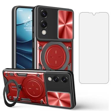 Imagem de Asuwish Capa de telefone para Samsung Galaxy S25 Edge Slide Camera Magnetic Cover com protetor de tela de vidro temperado e suporte de anel acessórios de celular híbrido S25Edge 25S S 25 25Edge