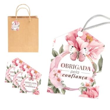 Imagem de 108 Unidades Tags Etiqueta para Sacola com Frase Obrigada pela Confiança para Presentes Embalagens e Lembrancinhas Lojas