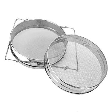 Imagem de Filtro de mel, coador de mel, peneira dupla de aço inoxidável, ferramenta de apicultura anti-corrosão, acessório de malha de abelha de mel para filtragem de treinamento, impurezas de pólen de cera