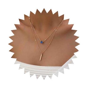 Imagem de Vacaonio Bohemia Colar com barra de ouro em camadas, colar de corrente de barra vertical, colar com pingente de cristal verde, gota, esmeralda, gargantilha CZ, colar de pedras preciosas para mulheres,