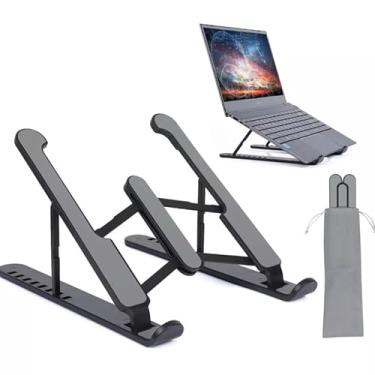 Imagem de Suporte Ajustável Liga ALUMINIO para Notebook, 6 POSICOES, saida de ar, serve para notebook tablet celular qualquer eletronico, Ergonômico, Dobrável, 26 x 19 cm, Premium