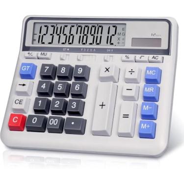Imagem de Calculadora Financeira, Calculadora Solar 12 Digitos de Mesa Tela Lcd Números Grandes Teclas de Computador(1 Unidade)