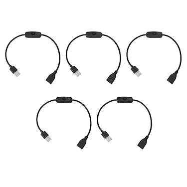 Imagem de GLOGLOW Cabo de Extensão USB Com Interruptor On Off 5pcs Black USB Masculino para Fêmea Ideal para a Lâmpada de Mesa, o Gravador LED Lights Material PVC Material