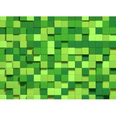 Imagem de DULUDA Pano de fundo de foto com estampa de cubo de 1,8 x 1,5 m, decoração de eventos, cenário verde quadrado para fotografia de festa, tema de desenho animado, aniversário, adereços de cabine de