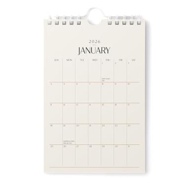Imagem de Karto Mini calendário de parede 2026 - vertical 15 x 23 cm de janeiro de 2026 a junho de 2027 - pequeno, versátil e fácil de planejar com o calendário mensal de mesa estética - bege