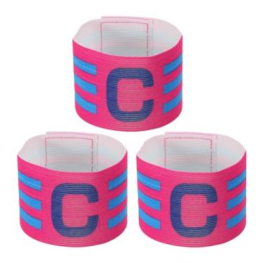 Imagem de Braçadeira do Capitão C de 30 x 6 cm, pacote com 3 emblemas de braço elástico unissex de nylon ajustável para treinamento de times de jovens e adultos, vermelho