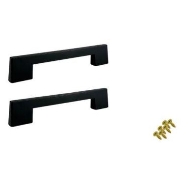 Imagem de Kit 2 Puxador 128mm Móveis Gaveta Porta Armário Roupeiro - Preto - Alç