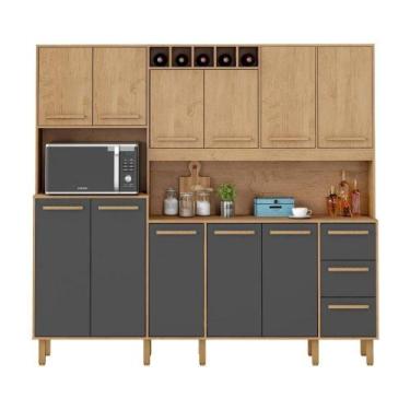 Imagem de Armário De Cozinha Amanda 11 Portas 2,12mt Am Am Grafite - MILANI MOVE