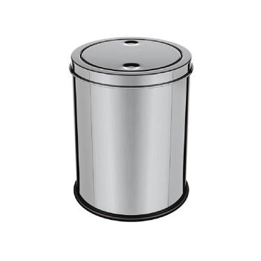 Imagem de Lixeira Em Inox Basculante 5 Litros Cesto De Lixo Anti Odor Tampa Giratoria Vai E Vem Luxo Banheiro Cozinha Escritorio