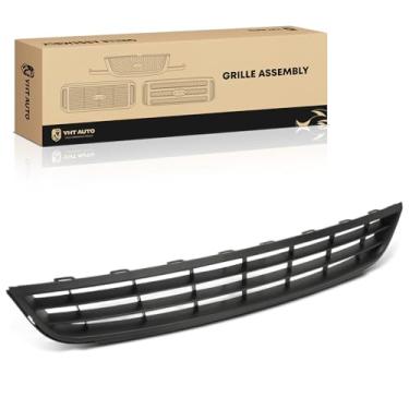 Imagem de YHTAUTO Conjunto de grade frontal serve para Volkswagen Jetta 2011-2014 Sedan, grade de para-choque com ranhura para crachá com revestimento preto resistente ao impacto de corrosão por calor