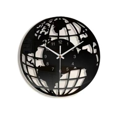 Imagem de Relógio de parede, mapa do mundo moderno, espelho acrílico redondo de 30 cm