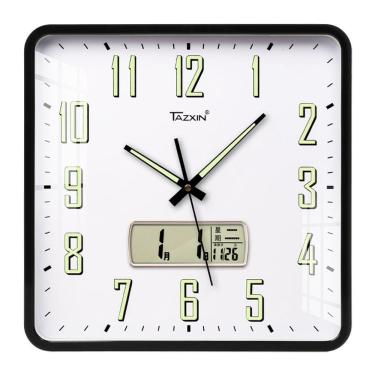 Imagem de Relógio de parede, calendário digital quadrado, 35 cm, sem tique-taque