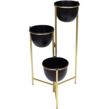 Imagem de Cachepô Vaso Decorativo Planta Triplo Articulado Home&co Metal 56x24x34cm Preto