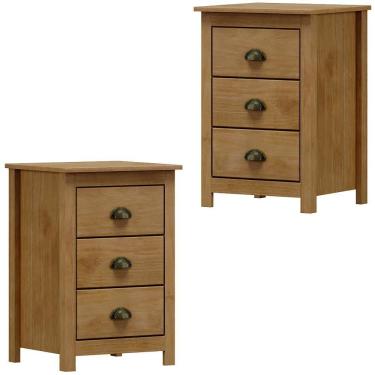 Imagem de Kit 02 Mesas De Cabeceira Madeira Maciça 46 Cm 9130 Freijo Milani Store