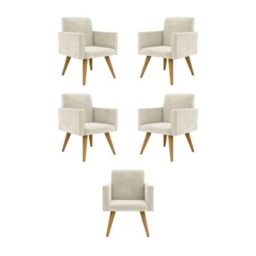Imagem de Kit 05 Poltronas Nina Decorativa Para Recepção Balaqui Decor Cor: Bege
