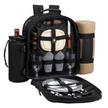 Imagem de Picnic at Ascot Mochila de piquenique para 2 pessoas com suporte térmico e cobertor para vinho – Projetada e montada nos EUA