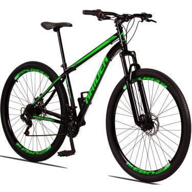 Imagem de Bicicleta 29 Raider Sport Aço 21M Freio a Disco c/ Suspensão Preto+verde