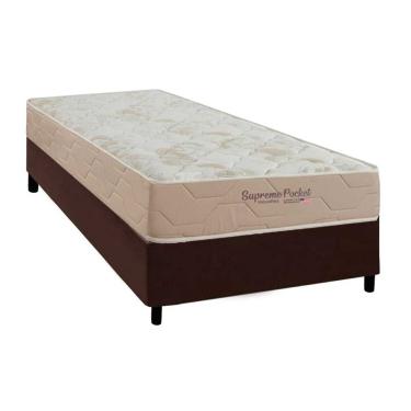 Imagem de Conjunto Box Solteiro: Colchão Molas Inovaflex Ensacadas Supreme+Base CRC Corano Brown (88x188)
