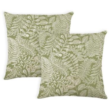 Imagem de yeshttdy Capas de almofada de primavera 45,7 x 45,7 cm Conjunto de 2 capas de almofada decorativas para ambientes internos e externos verdes vintage para sofá, cama, varanda, sala de estar