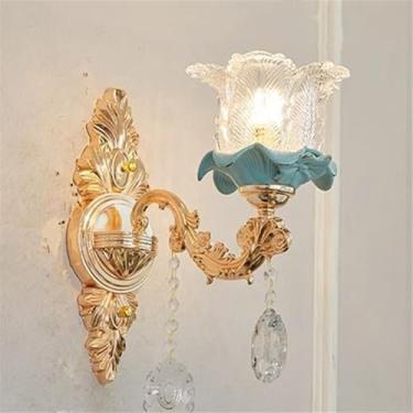 Imagem de Luminária de parede de cristal de luxo europeia, moderna, com LED, para decoração de sala de estar, quarto, escritório, quarto modelo, hotel, casa de campo, corredor (G 1 lâmpada 1 peça)