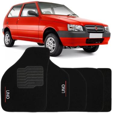 Imagem de Jogo de Tapete Automotivo Carpete Fiat Uno 2008 à 2013 Soft Logo Bordado 5 Peças