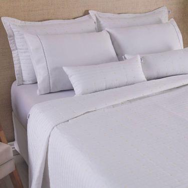 Imagem de Kit Cobre Leito Casal Padrão 7 Peças Bordado Urbany 100% Poliéster Hipercal 400 Fios Branco
