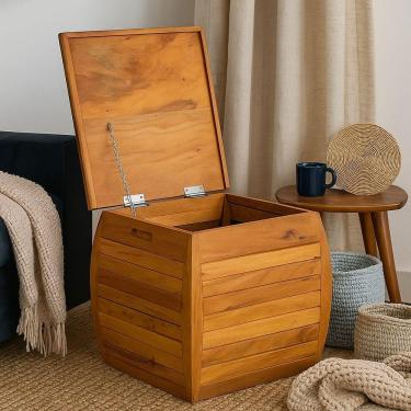 Imagem de Baú De Madeira Maciça Com Tampa Articulada – 41x44x43cm