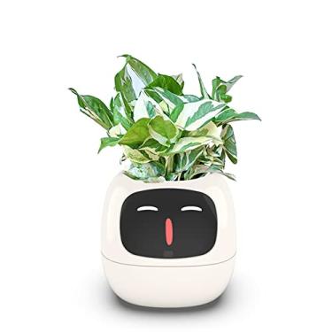 Imagem de TPHRAVAL Vaso de flores inteligente, botão eletrônico, assistente de plantas de manutenção, vaso de flores interativo divertido, monitoramento de plantio verde interno, tela LCD, conexão de aplicativo