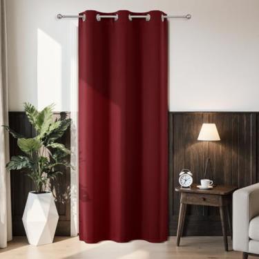 Imagem de Joydeco Cortina de porta blackout para privacidade de entrada de 203 cm de comprimento, cortina de armário com ilhós para armário aberto, divisória de quarto para quarto e sala de estar (vermelho