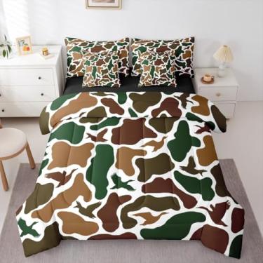 Imagem de Erosebridal Jogo de cama camuflado, exército, 7 peças, King Hunting Duck com lençol de campo, camuflagem militar em uma bolsa, casa de fazenda selvagem, conjunto de cama com edredom