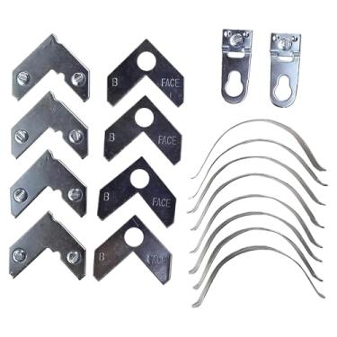 Imagem de 1 conjunto (18peças) Conjunto de figuras de metal em forma de L de moldura de ângulo reto de metal para pendurar na mola, placa de seta de encaixe, gancho para pendurar na junta