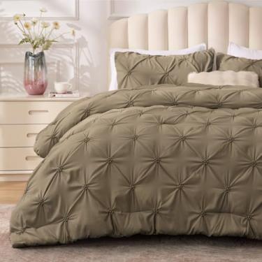 Imagem de BEDELITE Conjunto de edredom King tamanho King marrom claro – Conjunto de cama King com 3 peças, leve, macio e quente, conjunto de cama King com 2 fronhas para todas as estações