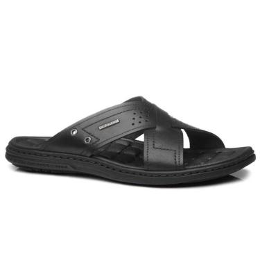 Imagem de Chinelo Masculino Couro Tiras Cruzadas Preto Pegada 131222-03-Masculino