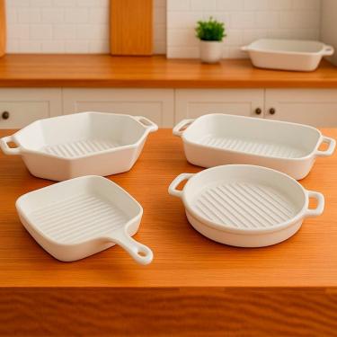 Imagem de Travessas Assadeiras Petisqueiras Cerâmica Servir Jogo 4pçs