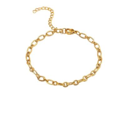 Imagem de Pulseira básica feminina com elos de aço inoxidável, One Size, Metal, Sem Pedra Preciosa