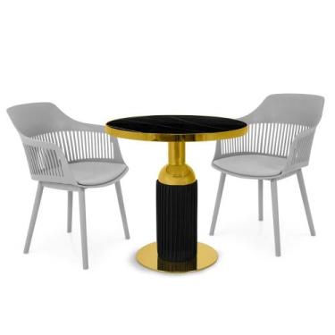 Imagem de Conjunto Mesa de Jantar Redonda Imperial 70cm Preta com 2 Cadeiras Est