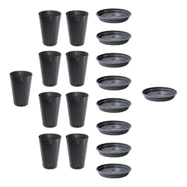 Imagem de Kit 9 Vaso Plástico Redondo 3,8 Litros + 9 Prato Coletor 19,5 cm - Para Plantas e Mudas