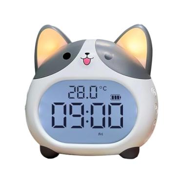 Imagem de XLWLLNJ Despertador Corgi para Crianças, Relógio de Mesa, Luminária de Mesa Leve, Temporizador com Função, Visor Claro, Luz Noturna para Sala de Estar, Cinza