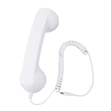 Imagem de Zhjvihx Aparelho de Telefone retrô, Design Ergonômico Clássico Com Controle de Volume e Cabo Tipo C, para Videoconferência de Celular e Tablet para Smartphone (Branco)