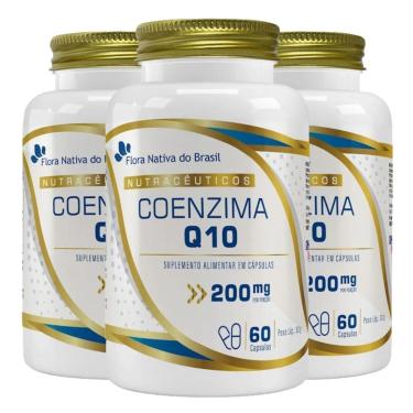 Imagem de Kit 3x Coenzima Q10 200mg 60 Cápsulas Flora Nativa do Brasil-Unissex