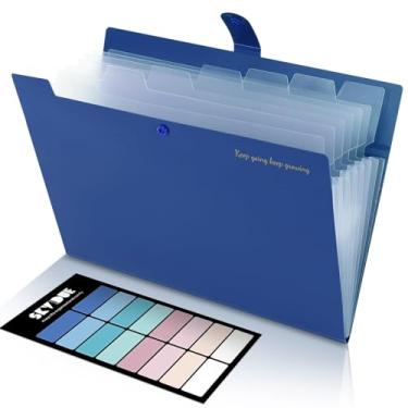 Imagem de SKYDUE Pasta de arquivo expansível com 8 bolsos, organizador de arquivos sanfonados, organizador portátil de documentos de recibos, pasta de arquivamento tamanho carta material de escritório escolar