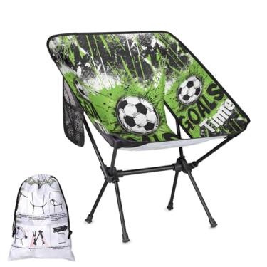 Imagem de Cadeira de acampamento portátil, cadeiras dobráveis para exterior, cadeira de mochila leve de futebol esportivo, cadeiras de praia dobráveis para adultos, pais, pesca, gramado, piquenique, viagem