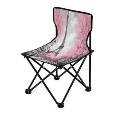 Imagem de Wassud Cadeira de acampamento leve e portátil Torre Eiffel na primavera cadeira dobrável ao ar livre Oxford pano cadeira de praia para jardim praia pesca