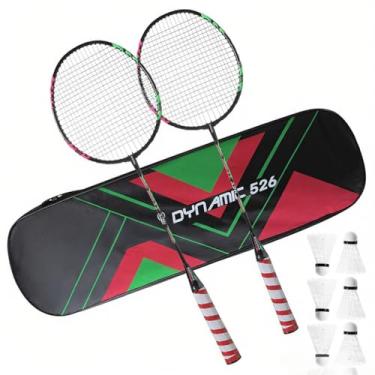 Imagem de Conjunto de Raquetes Badminton para Adultos com 6 Shuttlecocks e 1 Bolsa Transporte Raquete