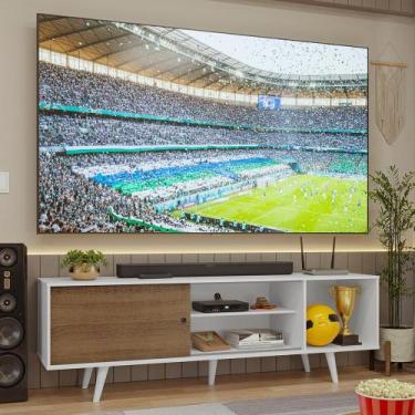 Imagem de Rack para TV até 80 Polegadas 160cm Branco/Rustic com Pés Branco Torin