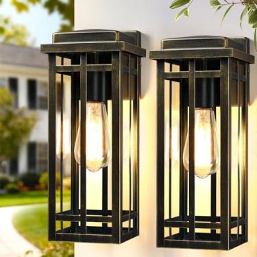 Imagem de MYHXQ Luminárias De Parede Externas De 13,8'', Pacotes Com 2 Unidades, Iluminação Externa Para Varanda, Luminárias De Parede Para Casa, Arandela Externa Moderna À Prova D'Água Para Porta Da Frente,