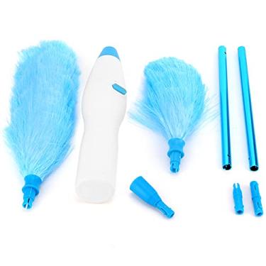 Imagem de QANYEGN Kits de espanador de teto, limpador de poeira telescópico rotativo, ferramenta de limpeza de espanador giratório de penas para telhado alto e superfícies de vidro