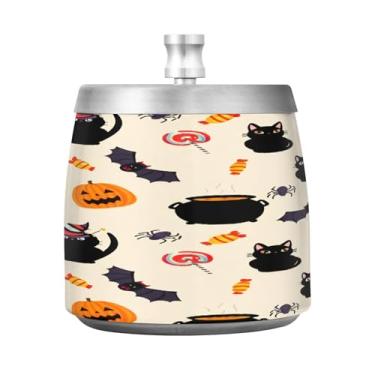 Imagem de Qilmy Cinzeiro de aço inoxidável com tampa - Cinzeiro de cigarro à prova de vento sem cheiro sem fumaça para casa, escritório, carro, pátio, varanda (uso interno e externo)