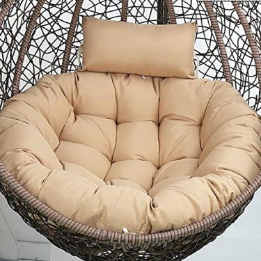 Imagem de Almofada de substituição giratória, almofada de cadeira de pendurar fácil de remover, almofadas de cadeira de pendurar com alças para ambientes internos e externos, jardim, pátio, praia (Cáqui)