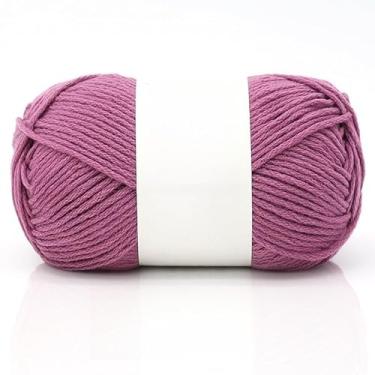 Imagem de Bolas de fio de algodão – fio de peso médio para chapéus de crochê, cachecóis, chinelos e artesanato de tricô à mão, macio e durável (rosa roxo)